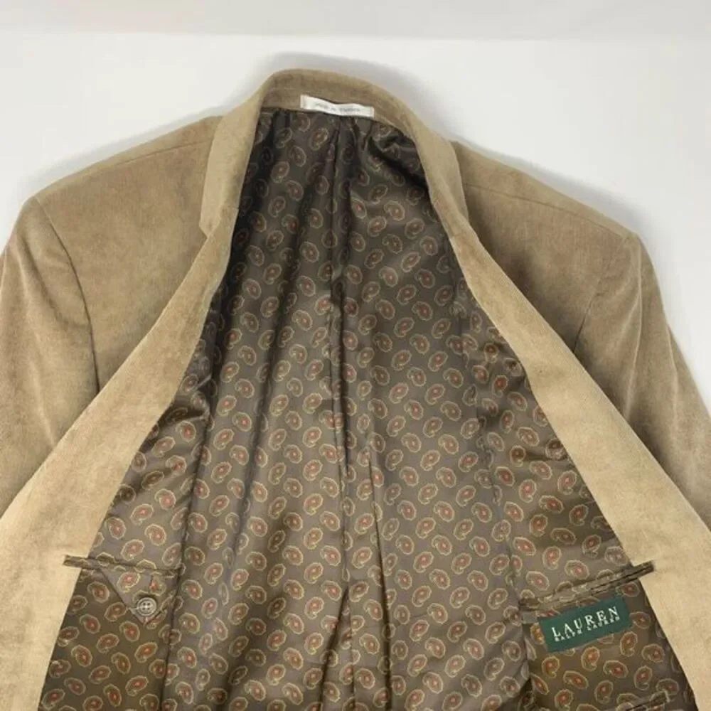 Lauren Ralph Lauren Vintage Tan Corduroy‎ Men's Blazer Size 44L